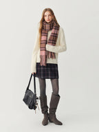 Women's Scarf Fringed Plaid Knit Polyester Cozy Warm Neck Warmer Casual Winter One Size