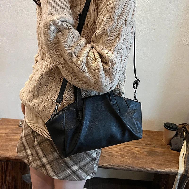 Small Leather Soft Women Tote Zipper Double Handles Crossbody Bags