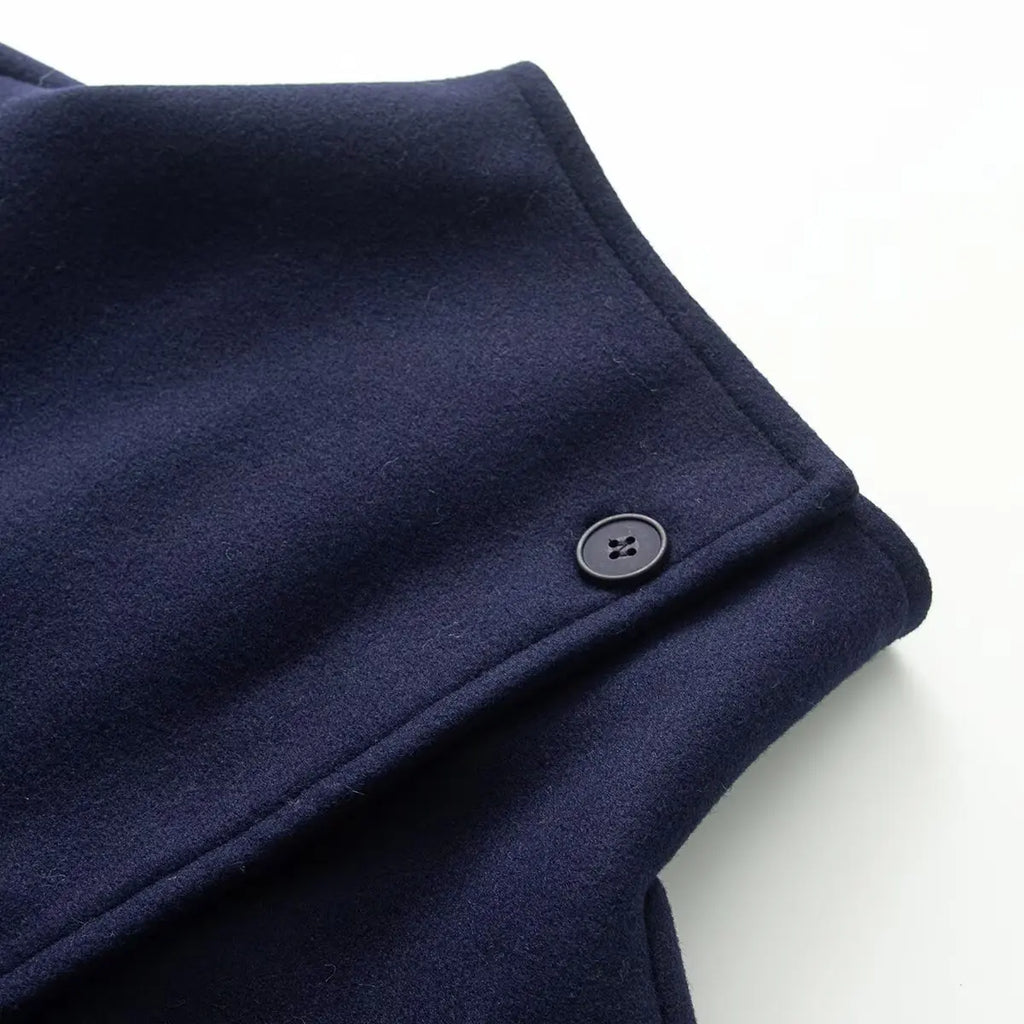 Women's High-Neck Double-Breasted Jacket with Pockets