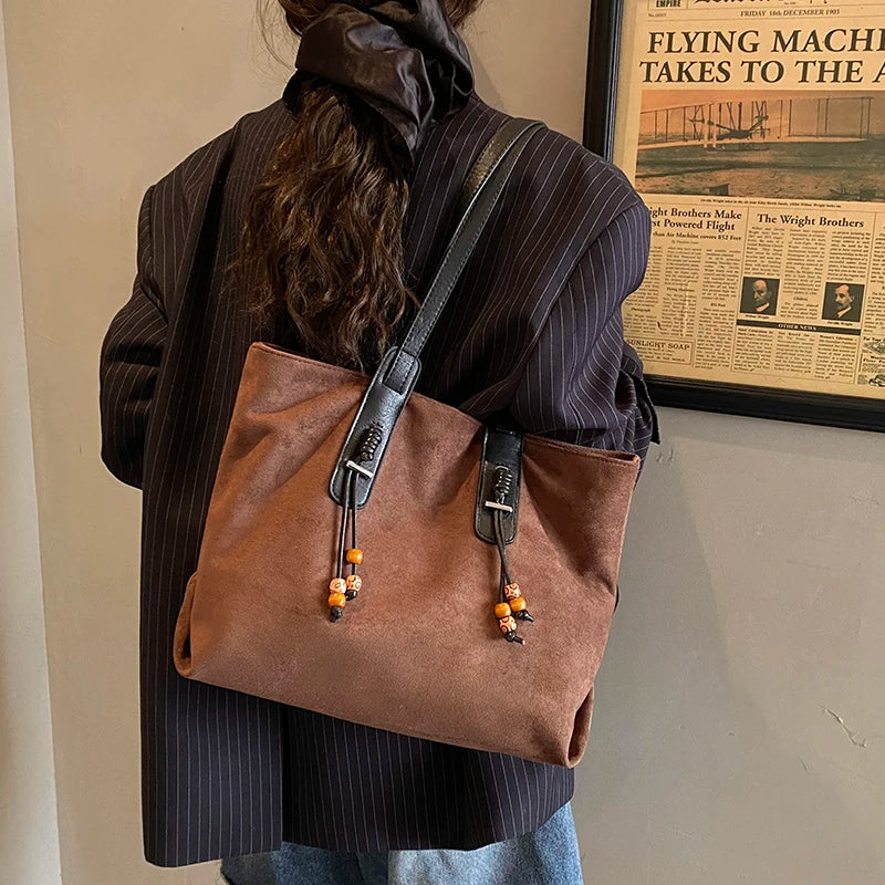 Women's Soft Faux Leather Tote Shoulder Bag with Zipper Closure