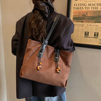 Women's Soft Faux Leather Tote Shoulder Bag with Zipper Closure