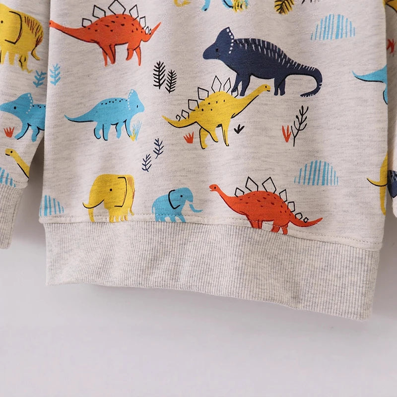 Boys' Sweatshirt Cotton Cartoon Dinosaur Animal Print Pullover Full-Sleeve Autumn Kids Top
