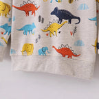 Boys' Sweatshirt Cotton Cartoon Dinosaur Animal Print Pullover Full-Sleeve Autumn Kids Top