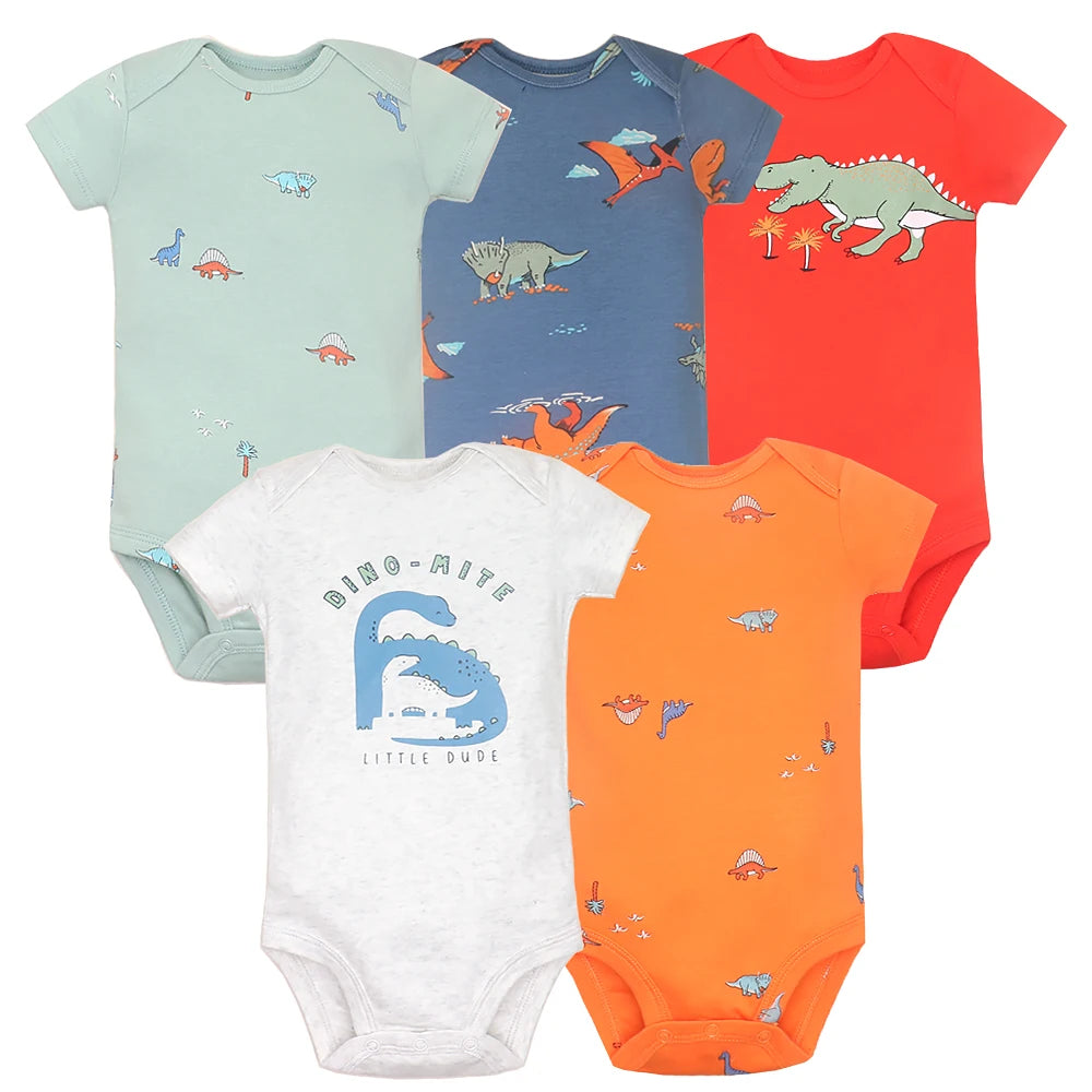 Baby Cotton Short-Sleeve Bodysuits, 5-Pack, 6–24 Months