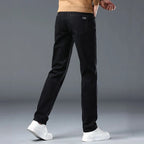 Men's Jeans Slim Straight Leg Mid-Rise Smart Casual Garment-Washed Denim Pants