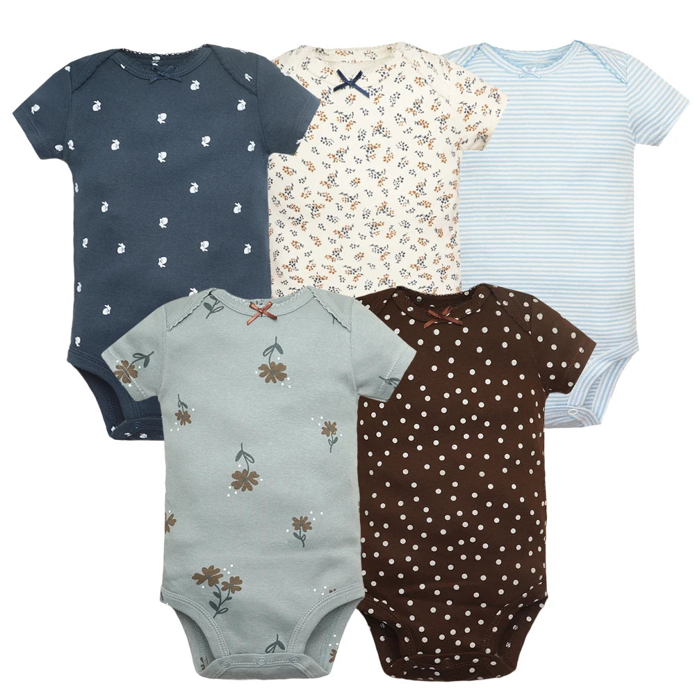 Baby Cotton Short-Sleeve Bodysuits, 5-Pack, 6–24 Months
