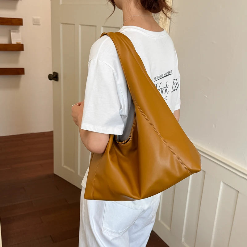 Women's Soft PU Leather Hobo Tote Bag – Hasp Closure, Water-Resistant, 37×25×11 cm