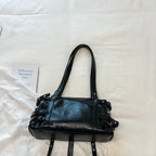 Women's PU Leather Baguette Crossbody Bag Street Style, Zipper Closure