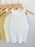 Women's Knitted Halter Camisole Slim Fit Sleeveless Base Tank Tops Solid Crop Tops