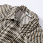 Women's Jacket Polyester Plaid Loose Stand Collar Full-Zip Full-Sleeve Casual Autumn Outerwear