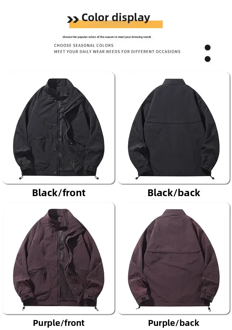Men's Slim-Fit Zip-Up Baseball Collar Jacket