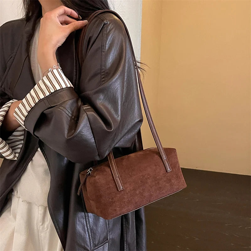 Women's Shoulder Bag Vintage Small PU Leather Zipper Underarm Tote Bag with Phone Pocket