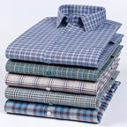 Plus Size 14XL 100%Cotton Long-Sleeve Shirts for Men Slim Fit Formal Plain Shirt Soft Plaid Striped Tops Office Elegants Clothes