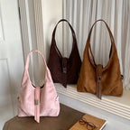 Women's Soft Faux Suede Hobo Tote Bag – Large Capacity, Retro Vintage