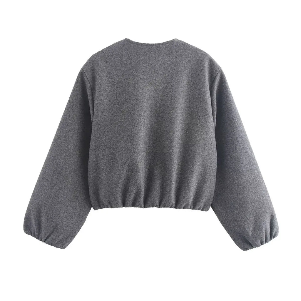 Women’s Cropped Sports Jacket Zip-Up Long Sleeve