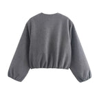 Women’s Cropped Sports Jacket Zip-Up Long Sleeve