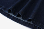 Vestido Varsity de Denim Azul Marinho para Crianças com Bordado