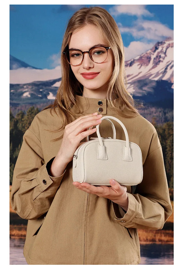 Women's Genuine Cowhide Leather Satchel – Pillow Crossbody Shoulder Bag