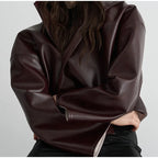 Women's Jacket Polyester Solid Stand Collar Open-Front Loose Full-Sleeve Casual Spring Autumn Outerwear
