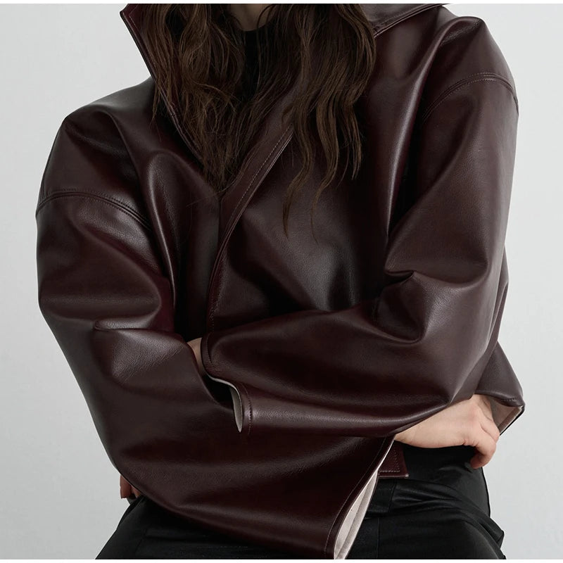Women's Jacket Polyester Solid Stand Collar Open-Front Loose Full-Sleeve Casual Spring Autumn Outerwear