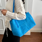 Women's Tote Bag Vintage Soft Faux-Suede Zipper Shoulder Bag with Phone Pocket