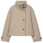 Women's Cropped High-Neck Button-Front Jacket