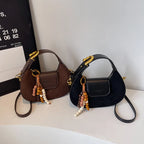 Women's Retro PU Leather Small Saddle Bag – Crossbody Shoulder Handbag with Pendant