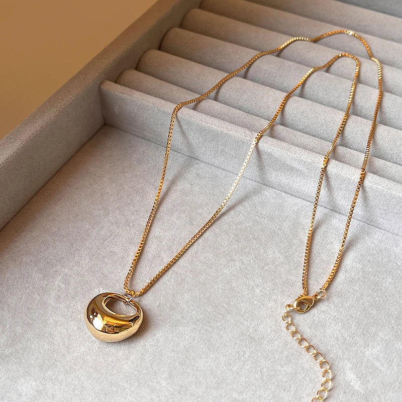 Women's Gold-Tone Circle Pendant Long Necklace