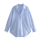 Camicia Oversize Donna con Bottoni - Top Casual Estivo a Maniche Lunghe