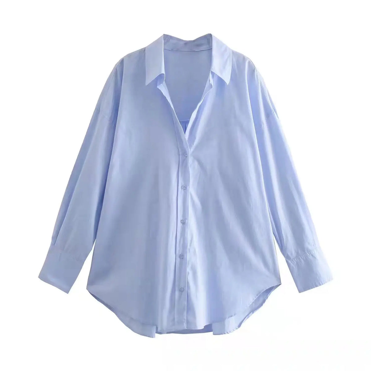 Camicia Oversize Donna con Bottoni - Top Casual Estivo a Maniche Lunghe