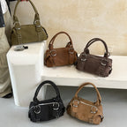 Women's Faux Leather Boston Shoulder Bag