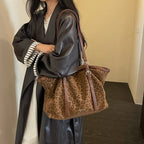 Vintage Leopard Tote Shoulder Bag – Large Capacity Handbag