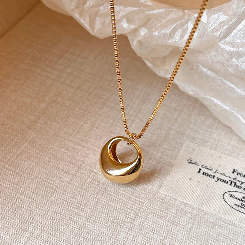 Women's Gold-Tone Circle Pendant Long Necklace