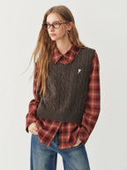 Women's Vest 100% Pure Wool V-Neck Knit Sleeveless Pullover Regular Fit Elegant Office Casual Winter Sweater