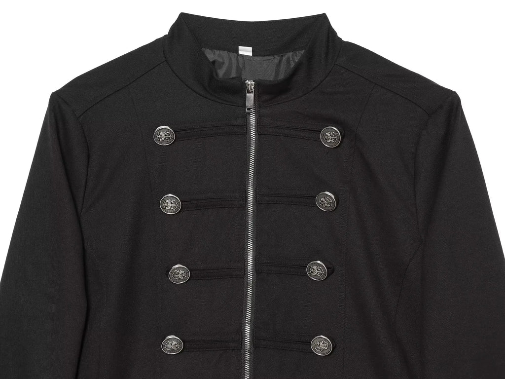 Casaco Feminino Estilo Militar com Fecho e Detalhes de Botões