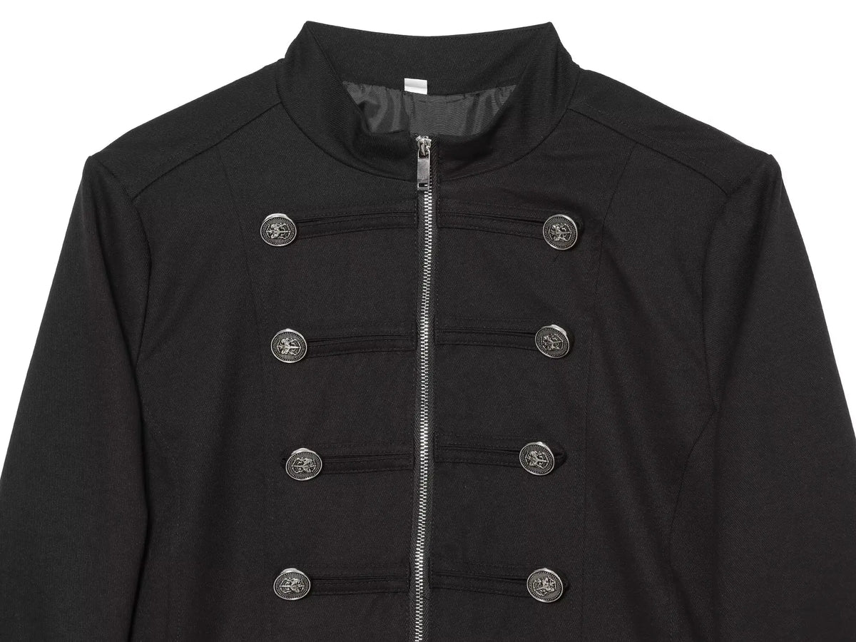 Casaco Feminino Estilo Militar com Fecho e Detalhes de Botões
