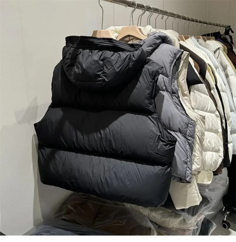 Women's Hooded Quilted Puffer Vest with Pockets