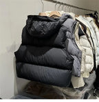 Women's Hooded Quilted Puffer Vest with Pockets
