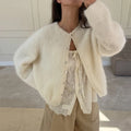 Women's Cardigan Single-Breasted O-Neck Button Knit Regular Fit Full-Sleeve Office Lady Spring Autumn Sweater
