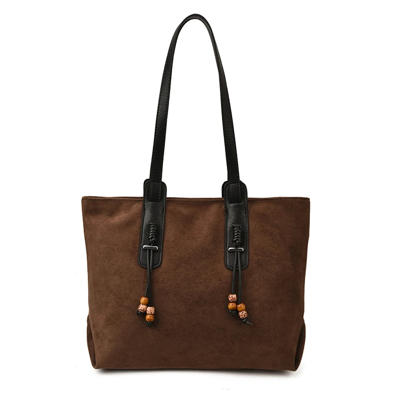 Women's Soft Faux Leather Tote Shoulder Bag with Zipper Closure