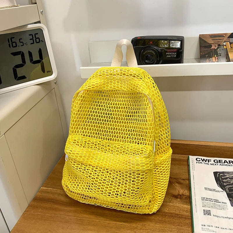 Small Mesh Backpack for Women - 2025 Travel Backpacks Yellow 23.5cmx10cmx29.5cm S372d7d3c18fb4d2fba194cb3137907f2b STYLEINGER