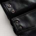 Women's Jacket Vintage PU Faux Leather Drawstring Double-Breasted Pleated Full-Sleeve Casual Coat