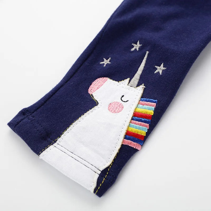 Girls' Leggings Cotton Floral Cartoon Unicorn Print Autumn Kids Tights Pants