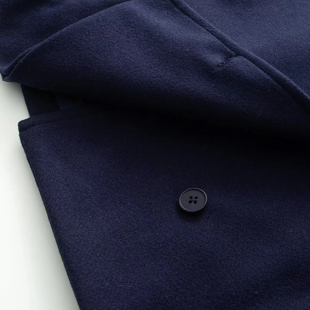 Women's High-Neck Double-Breasted Jacket with Pockets