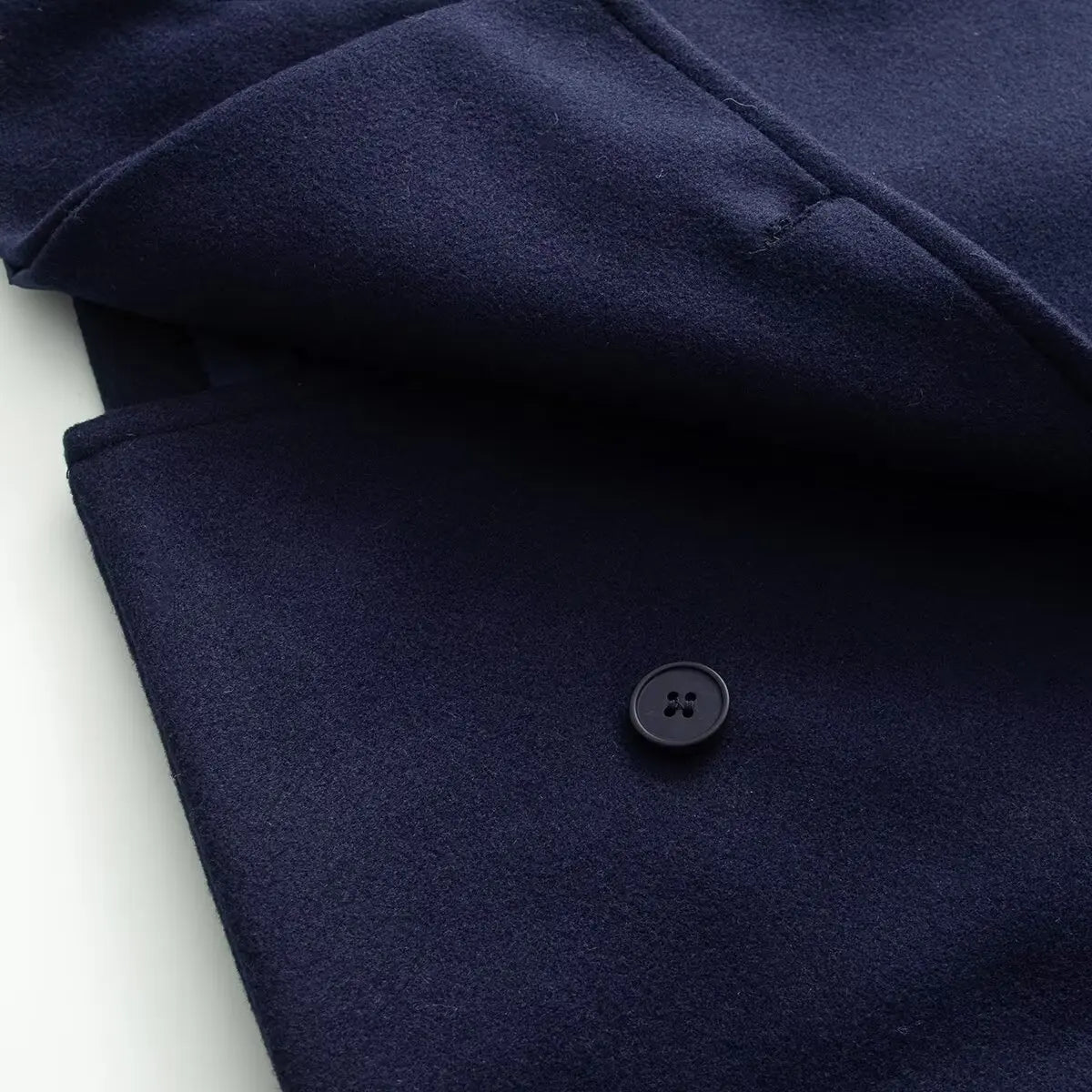 Women's High-Neck Double-Breasted Jacket with Pockets