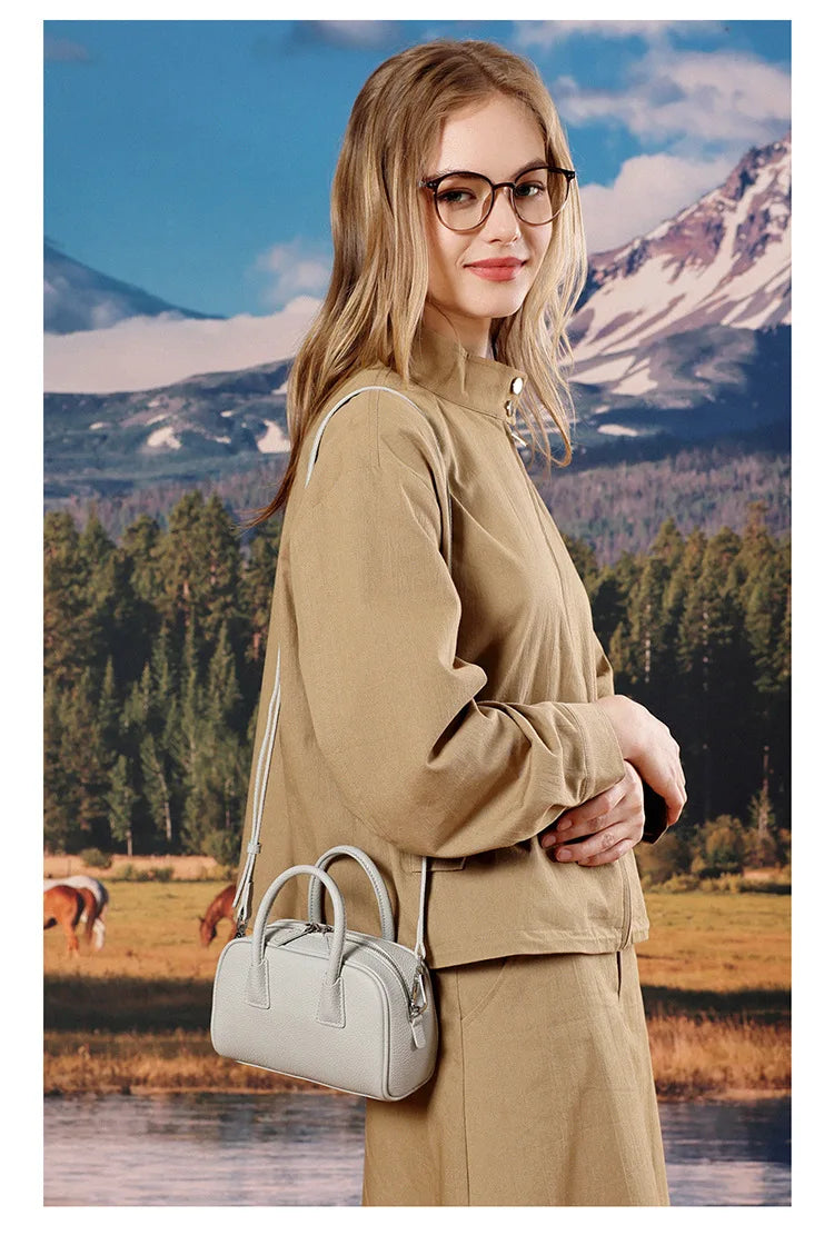 Women's Genuine Cowhide Leather Satchel – Pillow Crossbody Shoulder Bag