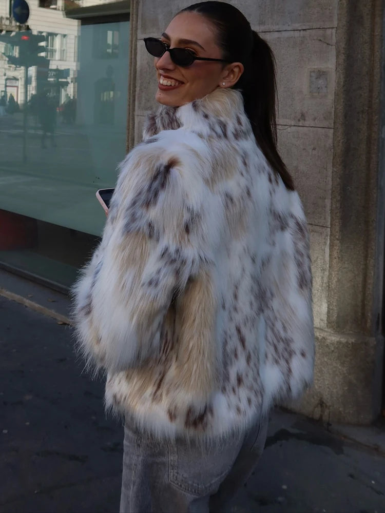 Women Animal Print Fluffy Faux Fur Coat 2025 Fashion Long Sleeves Thick Warmth Stand Collar Street Lady Outerwear S387f4cd97430455fbaf5ca7a182ab42fe STYLEINGER