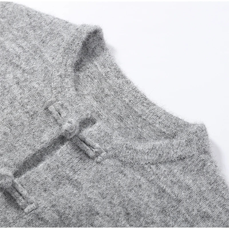 Women's Cardigan Knit Open-Stitch Button O-Neck Loose Full-Sleeve Casual Autumn Winter Sweater