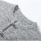 Women's Cardigan Knit Open-Stitch Button O-Neck Loose Full-Sleeve Casual Autumn Winter Sweater
