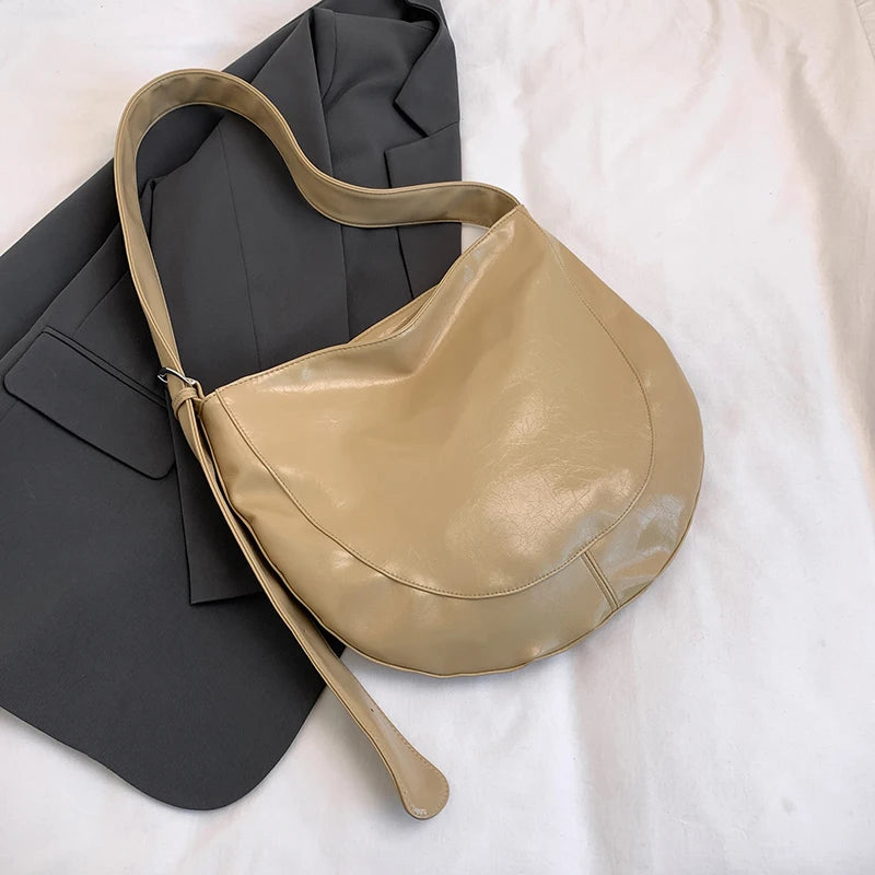 Big Shoulder Hobo Bag for Women - Korean Fashion 2025 Khaki 39cmx34cmx2cm S395e9f8df44948729a532a3274b973a2B STYLEINGER